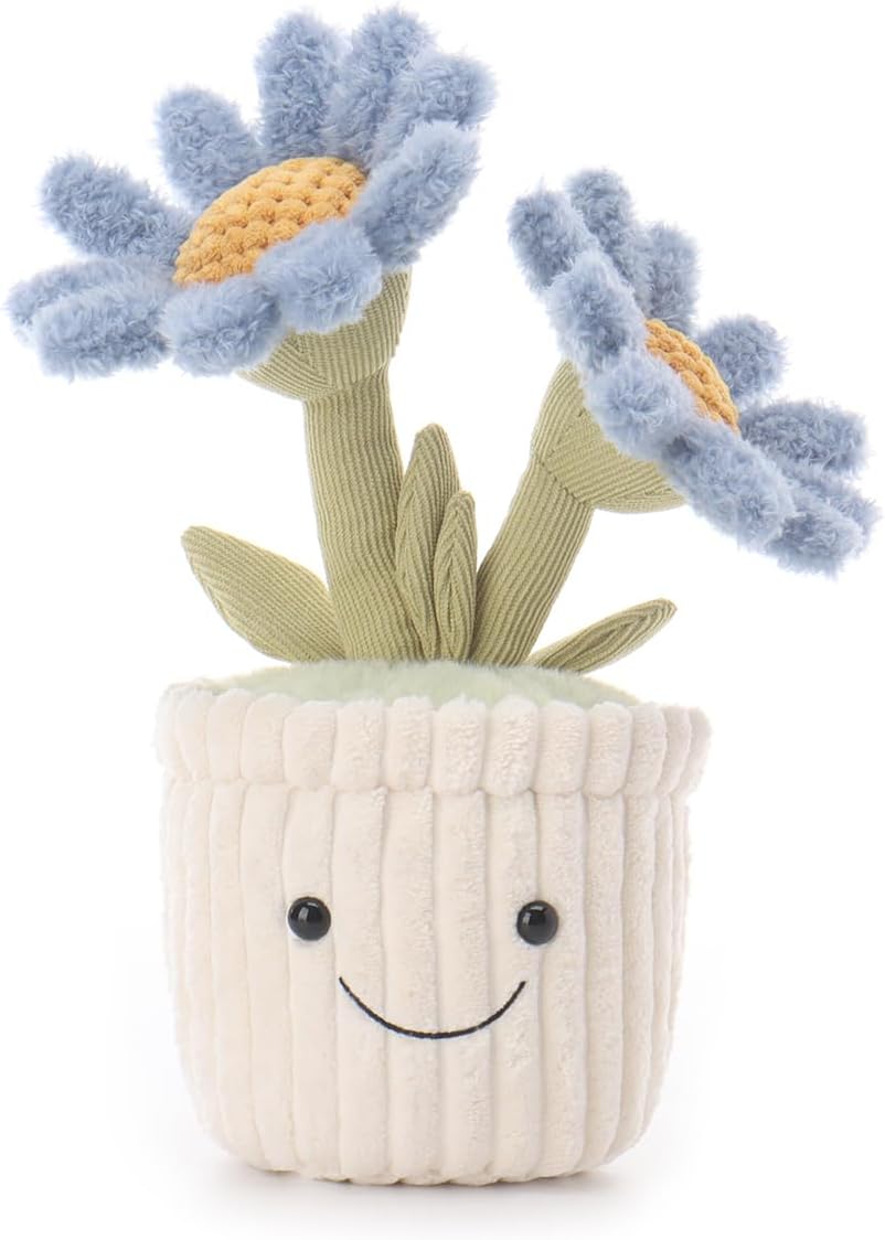 Cuddleluna Daisy Flower Plush Toy with Pot, 10 Inches