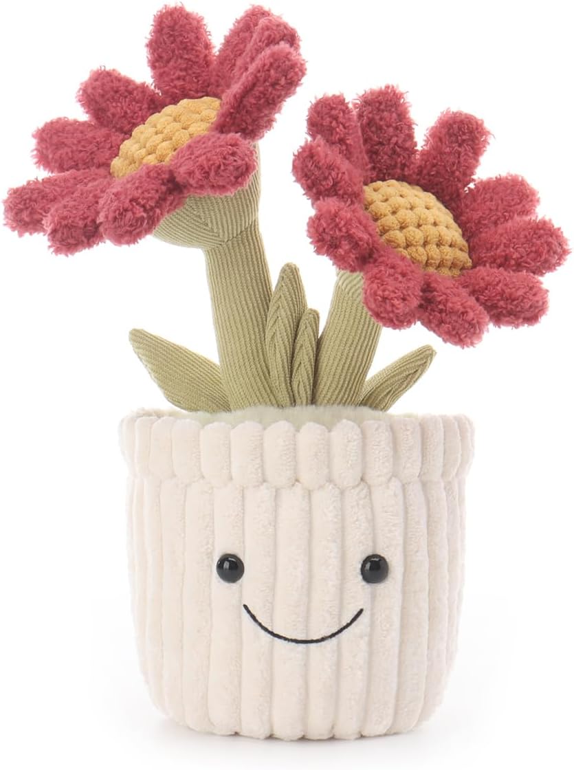 Cuddleluna Daisy Flower Plush Toy with Pot, 10 Inches