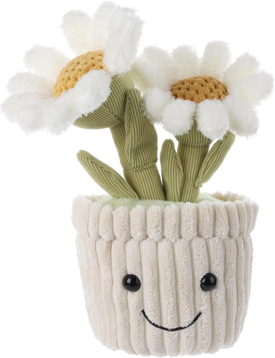 Cuddleluna Daisy Flower Plush Toy with Pot, 10 Inches