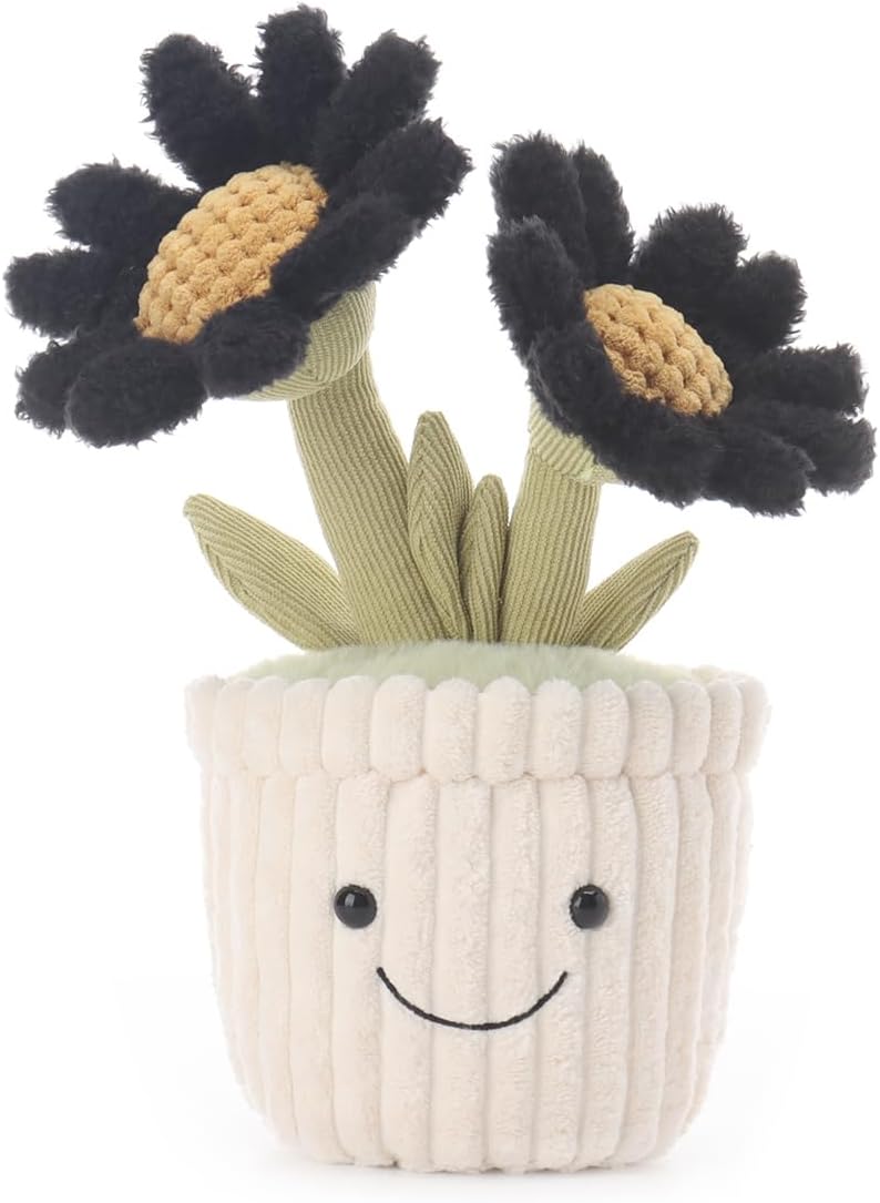 Cuddleluna Daisy Flower Plush Toy with Pot, 10 Inches